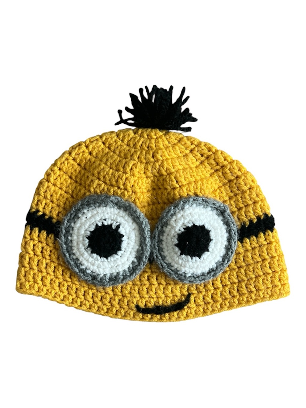 Yellow Crochet Minion-Inspired Kids Beanie Hat